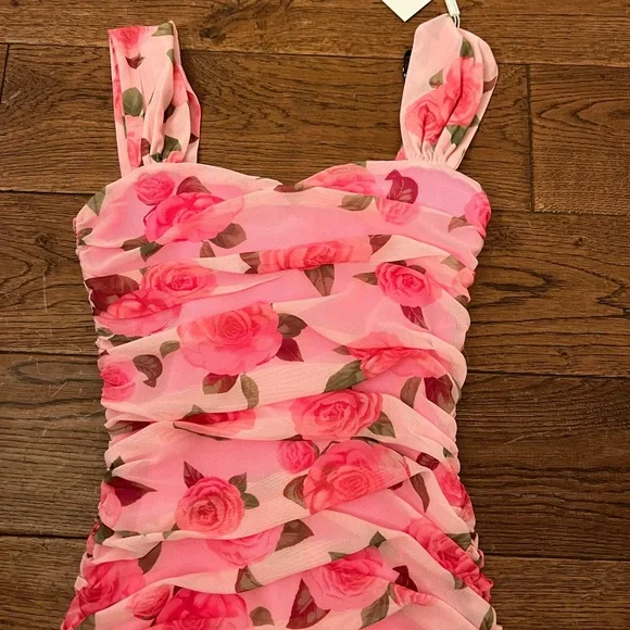 Pink Floral Ruched Dress katie - Picture 2 of 10